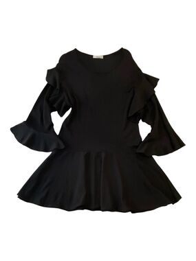 Zara black oversized dress ruffled knit strong jersey material flowy size medium
